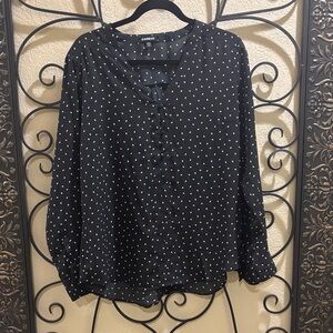 Express Black and White Polka Dot  Portofino Blouse